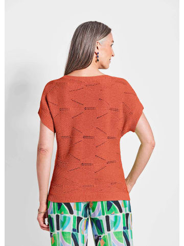 GOLDNER Kurzarm Baumwoll-Strickshirt in orange