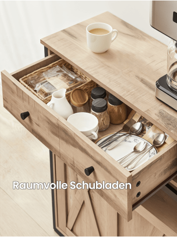 VASAGLE Sideboard Daxton in Eichenbraun-Schwarz - (B)30 x (H)80 x (T)70 cm
