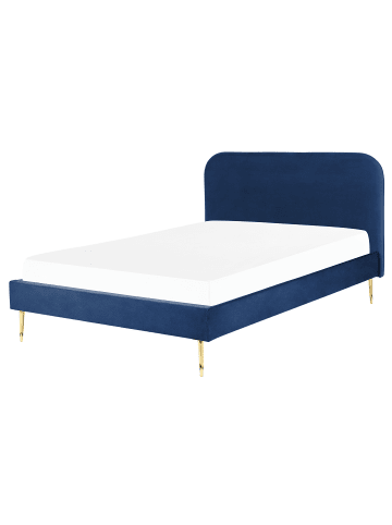 Beliani Doppelbett FLAYAT in Blau/Gold - (W) 153 x (H) 109 x (L) 215 cm