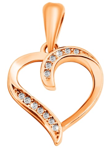 Adeliás Damen Anhänger – Herz Herzanhänger aus 925 Silber mit Zirkonia in gold