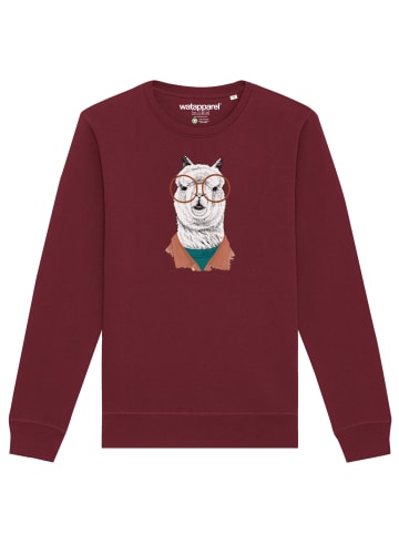 wat? Apparel Sweatshirt Lama in Weinrot
