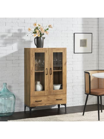en.casa Vitrinenschrank Søndersø in Braun (H)115cm (B)70cm (T)31cm