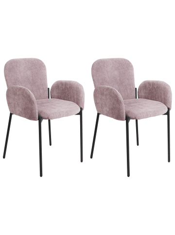 Beliani 2er-Set Esszimmerstuhl ALBEE in Rosa/Schwarz