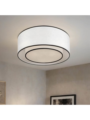 Licht-Erlebnisse Deckenlampe Ø 52 x (H)18 cm in Weiß SchwarzWeiß Schwarz