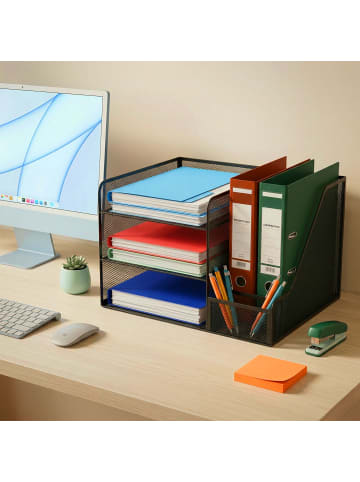 Schreibtisch Organizer in Schwarz – (B)37 x (H)23,5 x (T)30,5 cm