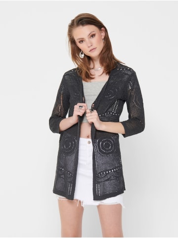 JACQUELINE de YONG Strickjacke V-Ausschnitt 3/4 Arm in Grau