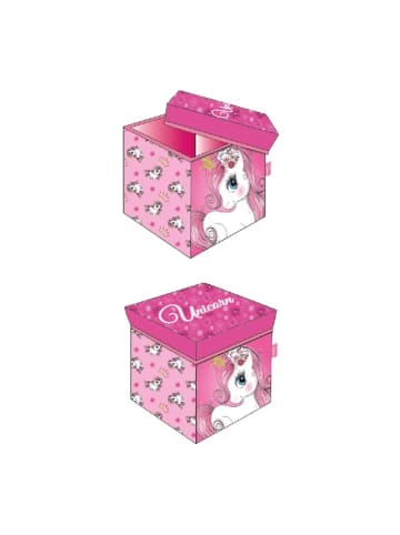 Unicorn Einhorn Aufbewahrungsbox mit Sitzfunktion zusammenklappbar in Rosa