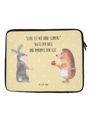 Mr. & Mrs. Panda Laptoptasche Hase Igel mit Spruch in Gelb Pastell