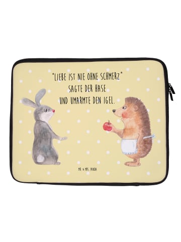 Mr. & Mrs. Panda Notebook Tasche Hase Igel mit Spruch in Gelb Pastell