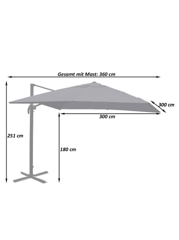 MCW Gastronomie-Ampelschirm A96, Grün mit Ständer