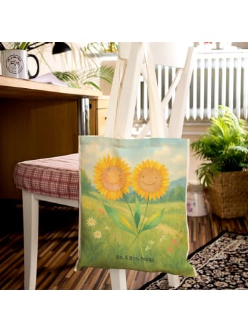 Mr. & Mrs. Panda Einkaufstasche Blume Sonnenblume Design ohne Sp... in Weiß