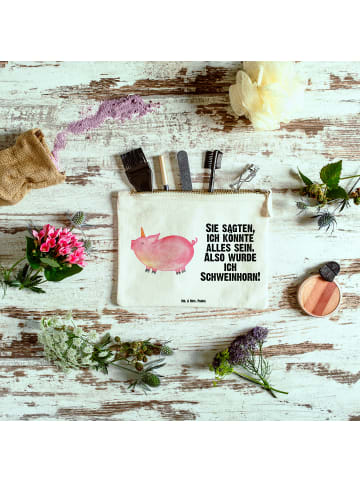 Mr. & Mrs. Panda Make-Up Tasche Einhorn Schwein mit Spruch in Weiß
