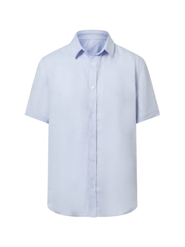 CASH-MERE.CH Leinen Hemd Kurzarm in Blau
