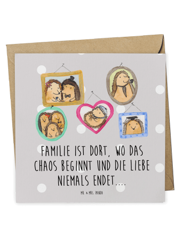 Mr. & Mrs. Panda Deluxe Karte Igel Familie mit Spruch in Grau Pastell