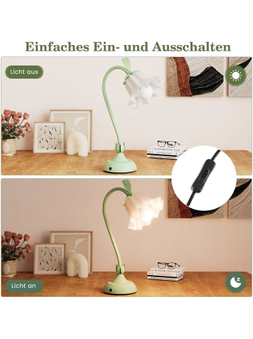 COSTWAY Blume Tischlampe Nachttischlampe in Grün