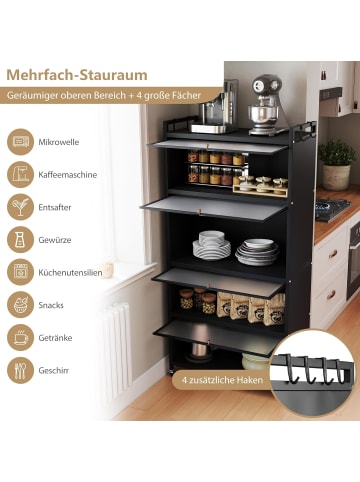 COSTWAY 5-stöckig Küchenschrank hoch in Schwarz