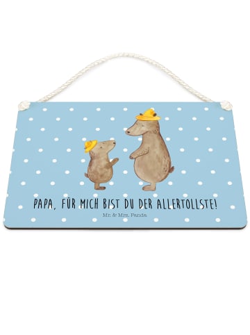 Mr. & Mrs. Panda Deko Schild Bären mit Hut mit Spruch in Blau Pastell