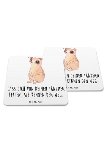 Mr. & Mrs. Panda Tischuntersetzer Plumplori Glücklich mit Spruch in Weiß