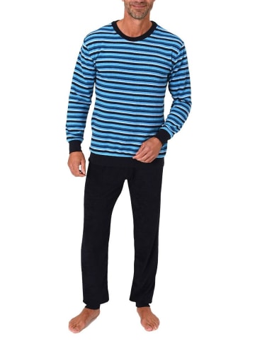 NORMANN Frottee Schlafanzug lang Pyjama RingelMuster - 82368 in marine