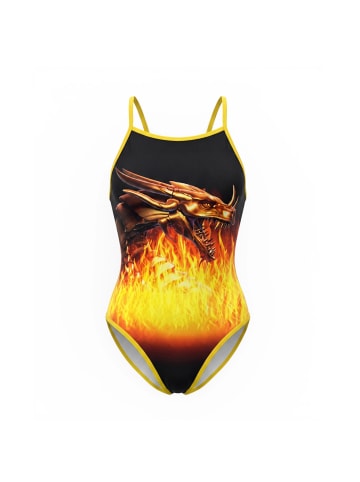 Turbo Badeanzug Sport Dragon Fire in schwarz