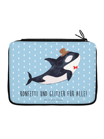 Mr. & Mrs. Panda Federtasche Orca Zylinder mit Spruch in Blau Pastell