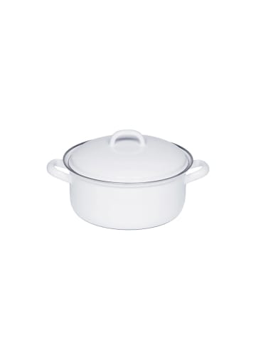 Riess Riess Classic Weiss Kasserolle mit Deckel Ø16cm Emaille