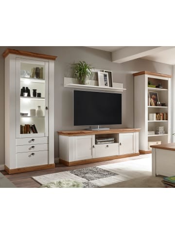 Furn.Design Wohnwand weiß Pinie, Eiche 4-teilig 387 cm, Wohnkombination, viel Stauraum