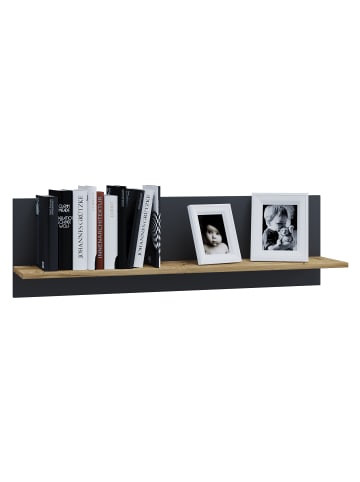 VCM  Holz Wandregal Hängeregal Wandboard Regal Usilo in Anthrazit / Honig-Eiche