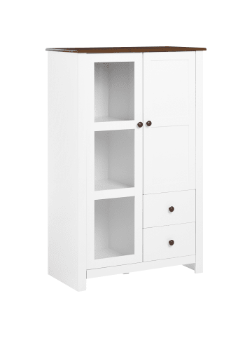 Beliani Vitrine PIMBA in Weiß/Braun - (W) 80 x (H) 125 x (L) 40 cm
