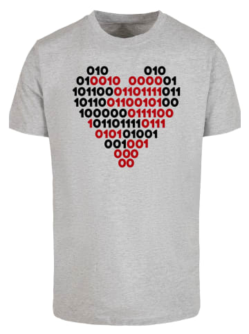 F4NT4STIC T-Shirt I love you 01001001 Binary Code Herz  Valentinstag in grau meliert