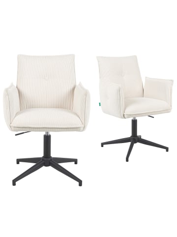 DUBI Möbel 2er-Set: Bürostuhl Mika-Till in Creme - (B)60 x (H)85 x  (T)63 cm