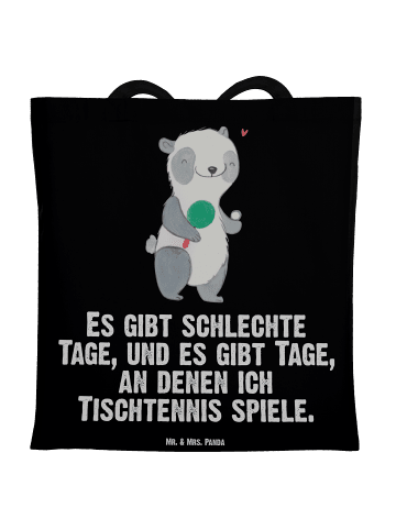 Mr. & Mrs. Panda Umhängetasche Panda Tischtennis mit Spruch in Schwarz