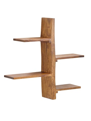 KADIMA DESIGN Wandregal Baum-Form, Sheesham Holz, 58x60x15 cm, 4 Ablageflächen