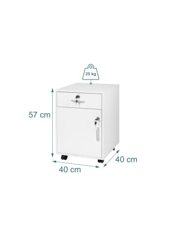 relaxdays Rollcontainer in Weiß - (B)40 x (H)57 x (T)40 cm
