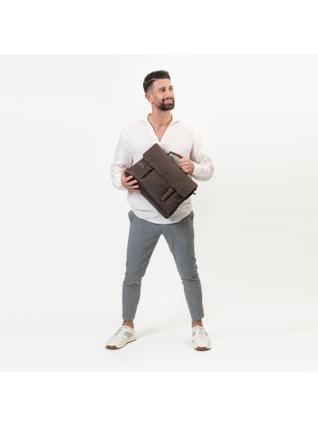 Farmhood Nashville Aktentasche XXL 3 Fächer Leder 39 cm in dark brown
