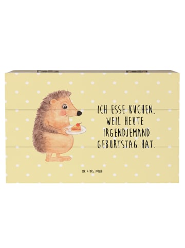 Mr. & Mrs. Panda Holzkiste Igel Kuchenstück mit Spruch in Gelb Pastell