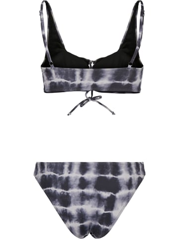 Urban Classics Urban Classics Damen Ladies Lace Up Tie Dye Bikini in black/white