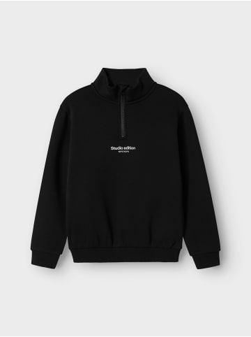 name it Troyer Sweatshirt NKMBRODY ZIP BRU in black