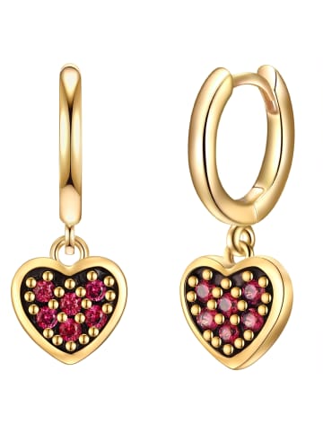 Glanzstücke München Ohrringe Herz aus Sterling Silber mit Zirkonia in gelbgold