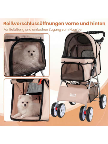 COSTWAY Hundewagen klappbar bis 15 kg in Beige