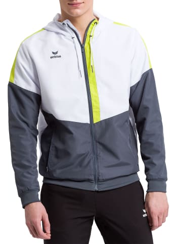 erima Squad Tracktop Trainingsjacke mit Kapuze in weiss/slate grey/bio lime