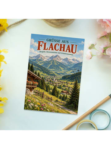 Postkarte Berglandschaft nostalgisch Design mit... in Weiß