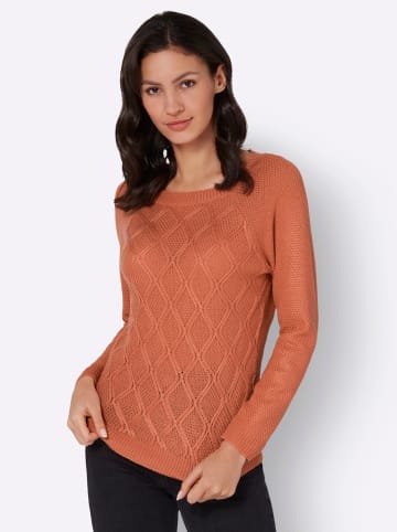 Sieh an! Langarm-Pullover in papaya
