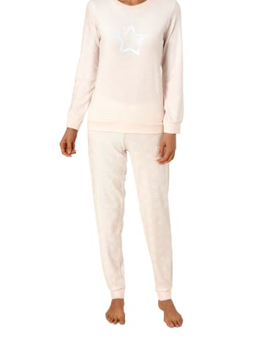 NORMANN Frottee Pyjama langarm Schlafanzug Bündchen und Sterne - 50166 in rose