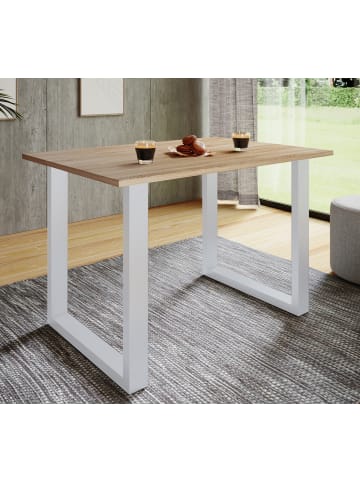 VCM  Premium Esstisch Küchentisch Xona U 110x80 in Weiß / Sonoma-Eiche