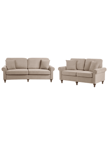 Beliani 2-tlg Sitzgruppe GINNERUP in Beige/Braun