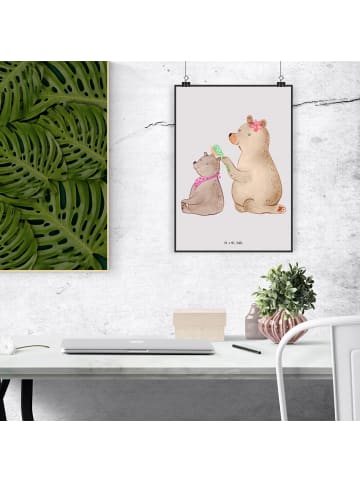 Mr. & Mrs. Panda Plakat Bär Kind ohne Spruch in Grau Pastell