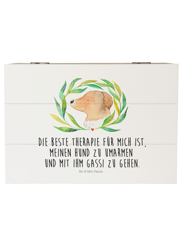 Mr. & Mrs. Panda holzschatulle Hund Blumen mit Spruch in Weiß