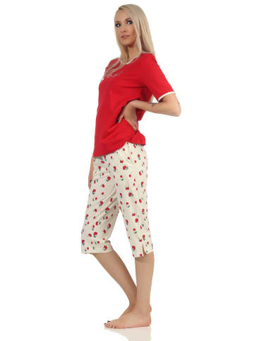 NORMANN Capri Schlafanzug kurzarm Pyjama Kirschen - 61959 in rot