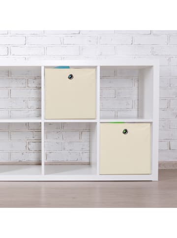 relaxdays 4 x Aufbewahrungsbox in Beige - (B)30 x (H)30 x (T)30 cm